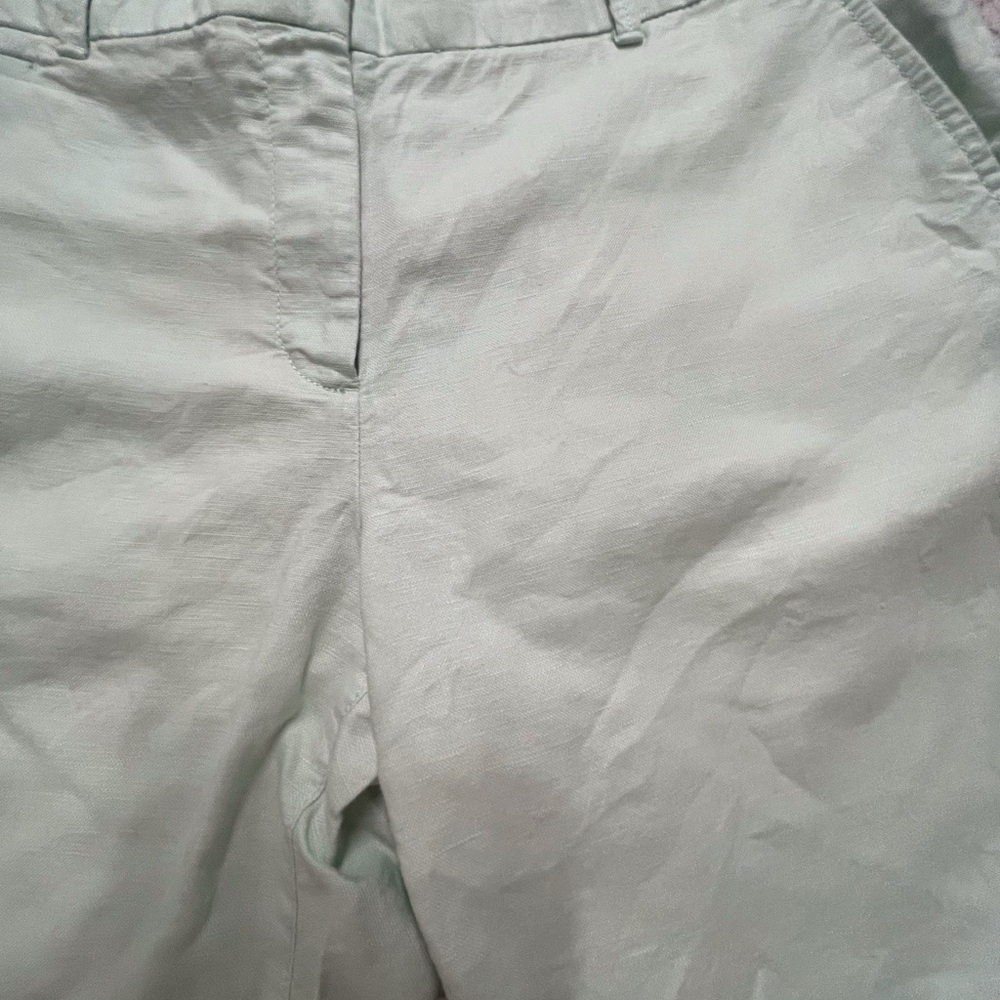 Mint green linen cotton Gap boyfriend roll up short 9 inch inseam - Picture 4 of 8